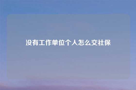 没有工作单位个人怎么交社保