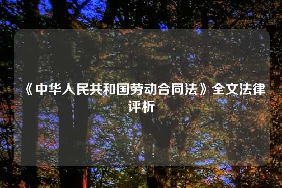 《中华人民共和国劳动合同法》全文法律评析