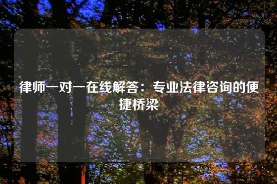 律师一对一在线解答：专业法律咨询的便捷桥梁