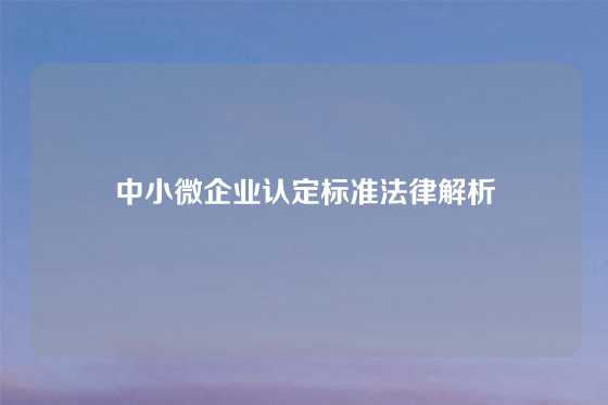 中小微企业认定标准法律解析