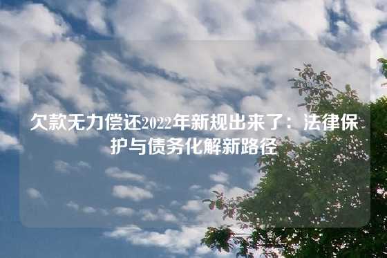 欠款无力偿还2022年新规出来了：法律保护与债务化解新路径