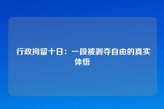  行政拘留十日：一段被剥夺自由的真实体悟