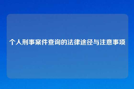个人刑事案件查询的法律途径与注意事项
