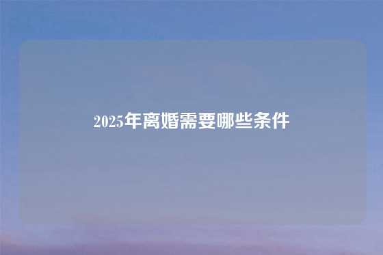 2025年离婚需要哪些条件
