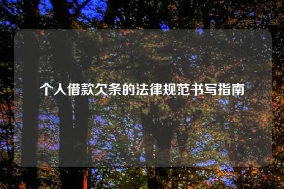 个人借款欠条的法律规范书写指南