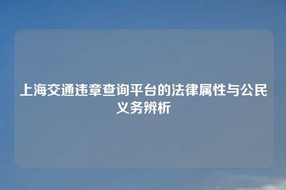 上海交通违章查询平台的法律属性与公民义务辨析