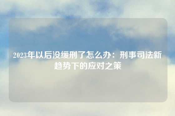 2023年以后没缓刑了怎么办：刑事司法新趋势下的应对之策