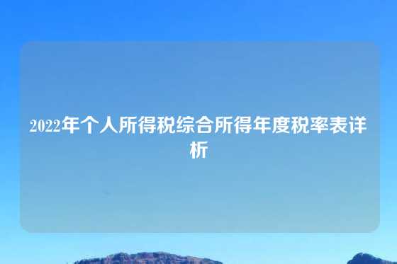 2022年个人所得税综合所得年度税率表详析