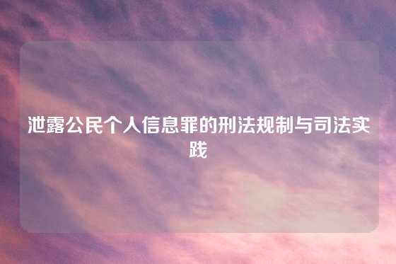 泄露公民个人信息罪的刑法规制与司法实践