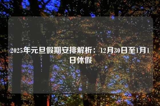 2025年元旦假期安排解析：12月30日至1月1日休假