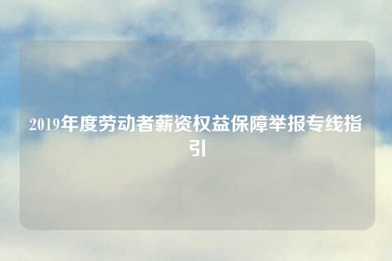 2019年度劳动者薪资权益保障举报专线指引