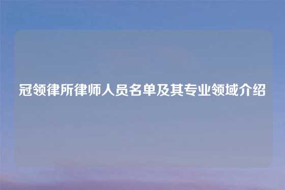 冠领律所律师人员名单及其专业领域介绍