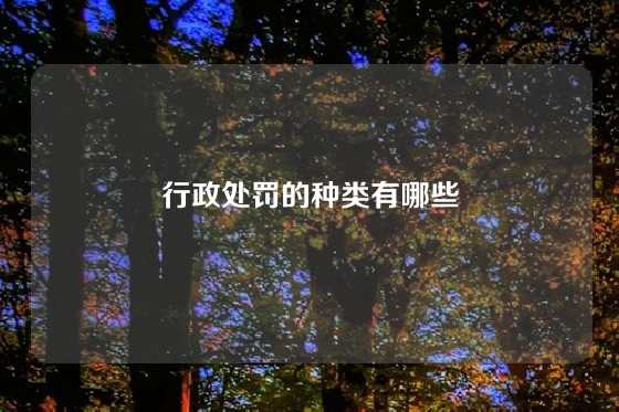 行政处罚的种类有哪些