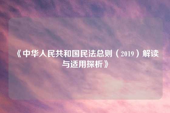 《中华人民共和国民法总则（2019）解读与适用探析》