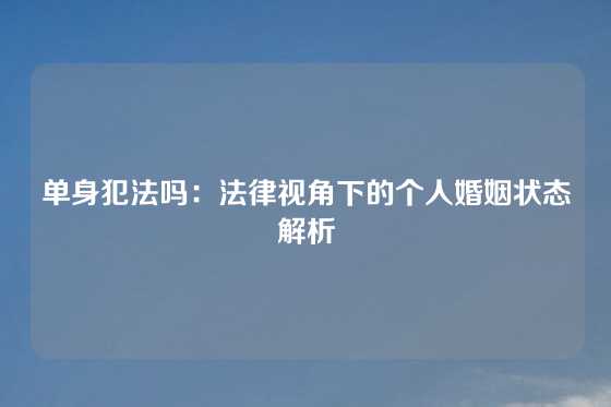 单身犯法吗：法律视角下的个人婚姻状态解析