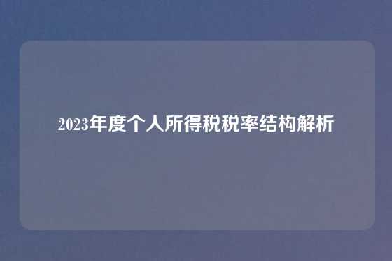 2023年度个人所得税税率结构解析