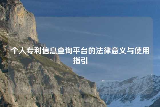 个人专利信息查询平台的法律意义与使用指引