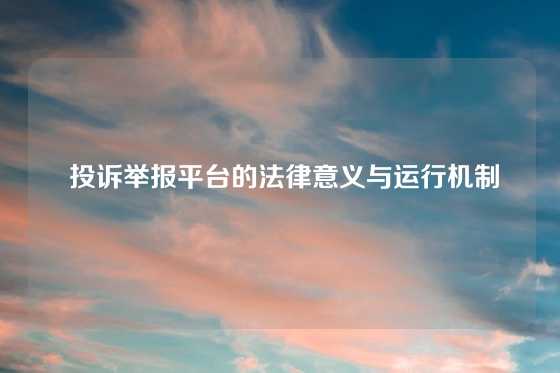  投诉举报平台的法律意义与运行机制