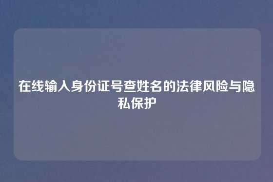 在线输入身份证号查姓名的法律风险与隐私保护