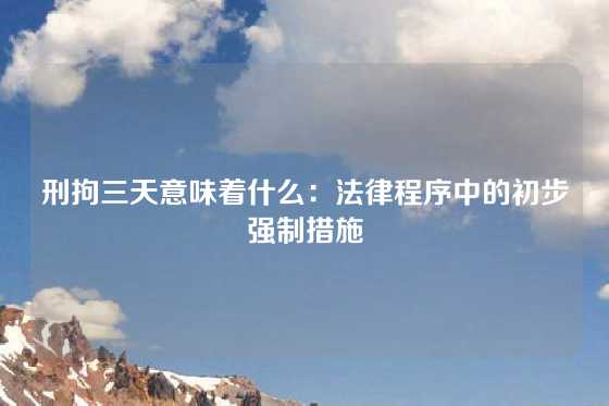 刑拘三天意味着什么：法律程序中的初步强制措施