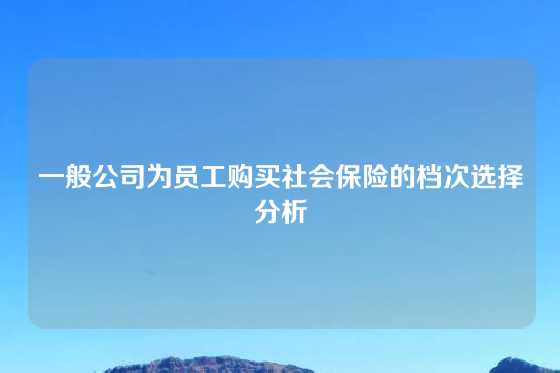 一般公司为员工购买社会保险的档次选择分析