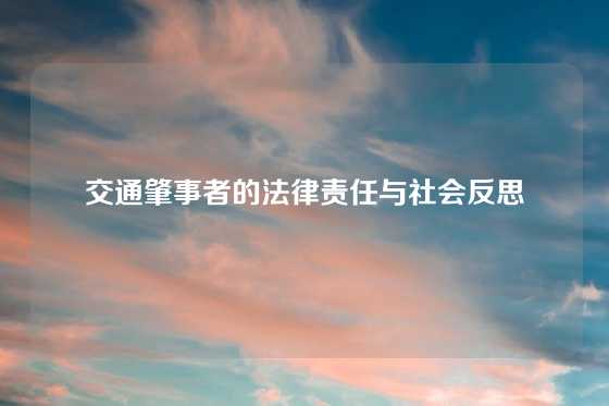 交通肇事者的法律责任与社会反思