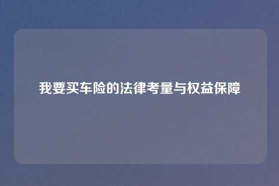 我要买车险的法律考量与权益保障