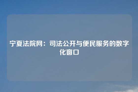 宁夏法院网：司法公开与便民服务的数字化窗口