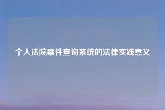 个人法院案件查询系统的法律实践意义