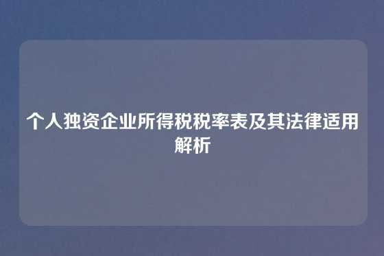 个人独资企业所得税税率表及其法律适用解析