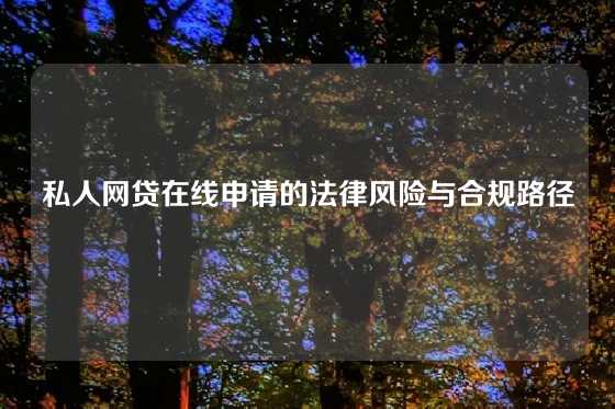 私人网贷在线申请的法律风险与合规路径