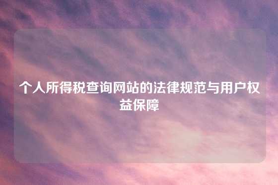 个人所得税查询网站的法律规范与用户权益保障
