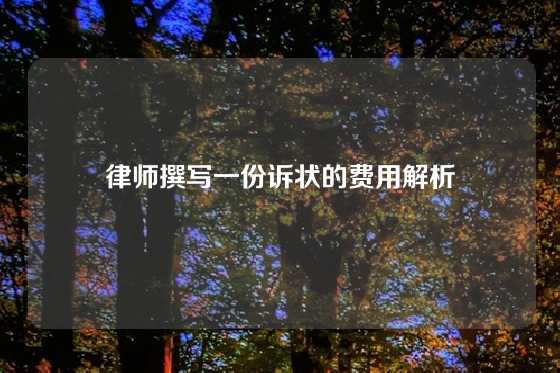 律师撰写一份诉状的费用解析