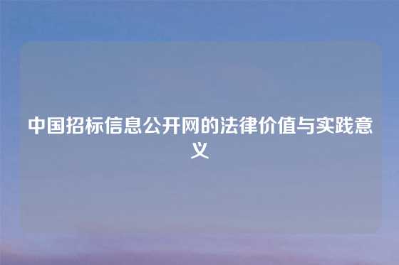 中国招标信息公开网的法律价值与实践意义