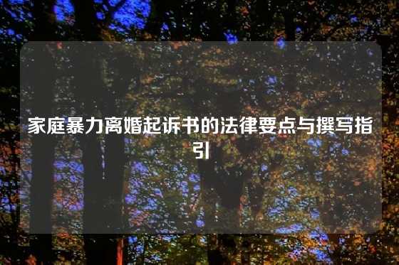 家庭暴力离婚起诉书的法律要点与撰写指引