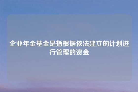 企业年金基金是指根据依法建立的计划进行管理的资金