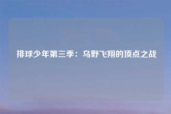  排球少年第三季：乌野飞翔的顶点之战